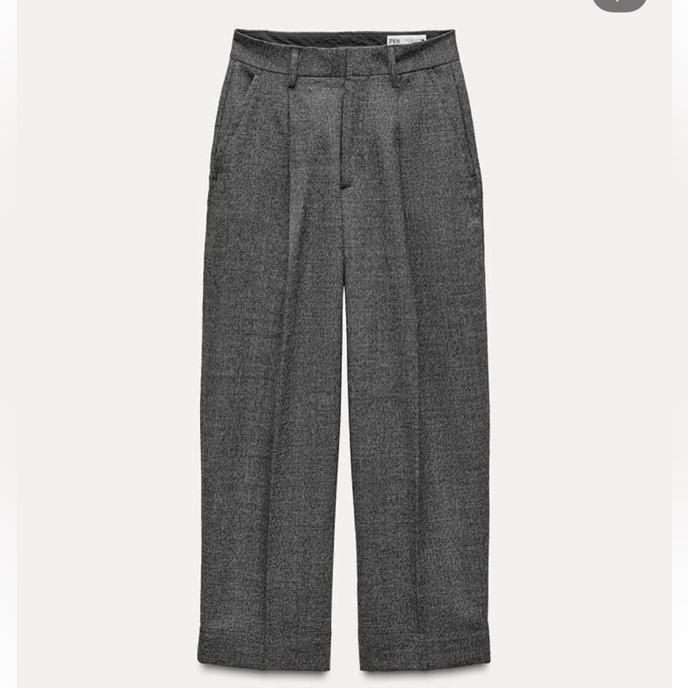 Zara brand new minimalist limited edition 100 percent wool Gray Women's Trousers - Picture 4 of 8